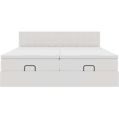 VidaXL okvir kreveta s madracima bijela 200x200 cm umjetna koža Slike