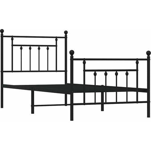  Metalni okvir kreveta uzglavlje i podnožje crni 90 x 200 cm Slike