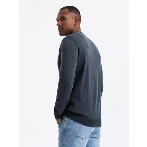 Ombre Washed men&amp;#039;s sweater with v-neck - navy blue Slike