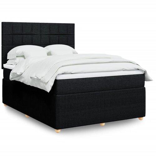 vidaXL Box spring postelja z vzmetnico črna 160x200 cm blago Cene