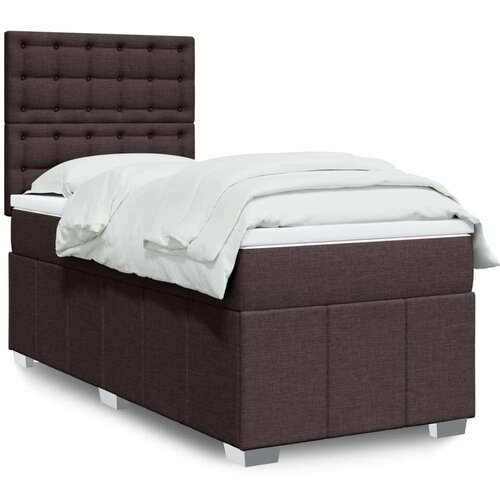  Box spring postelja z vzmetnico temno rjava 90x200 cm blago, (21291279) Cene