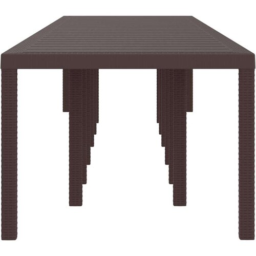 VidaXL Stol za vrt smeđi 400x100x73 cm Poli Ratan, Stol za vrt smeđi 250x100x73 cm Poli Ratan, Stol za vrt smeđi 150x100x73 cm Poli Ratan Slike