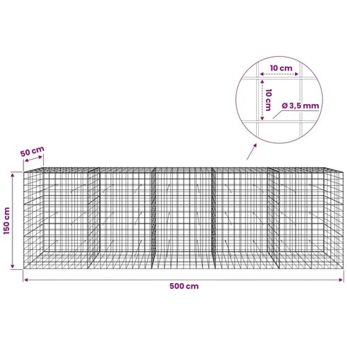  Gabion s žicom debljine 3 5 mm i mrežom 10x10 cm 500x50x150 cm - 50 cm 150 cm 500 cm Slike