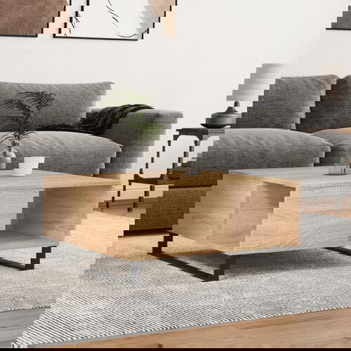 vidaXL Klubska mizica sonoma hrast 80x80x36,5 cm inženirski les Cene