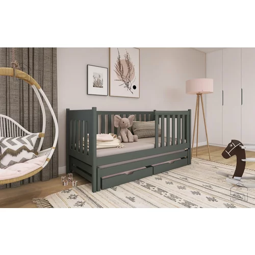 Lano Otroška postelja z dodatnim ležiščem Kaja - 90x200 cm - Grafit