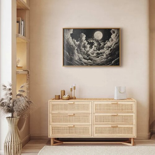  Plakat Moon and Stars Singing Among the Great Clouds 90x60 Zlatni okvir Slike