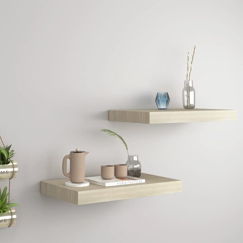 vidaXL Stenske police 2 kosa barva hrasta 40x23x3,8 cm MDF Cene