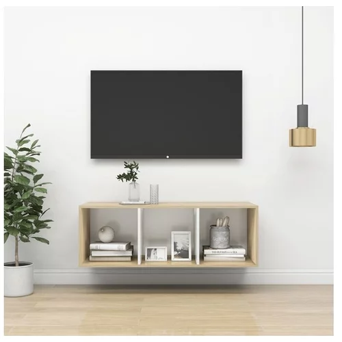  Stenska TV omarica sonoma hrast in bela 37x37x107 cm iverna pl.