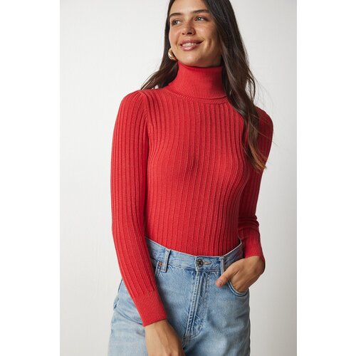  Women&amp;#039;s Dark Orange Turtleneck Basic Corduroy Sweater Slike