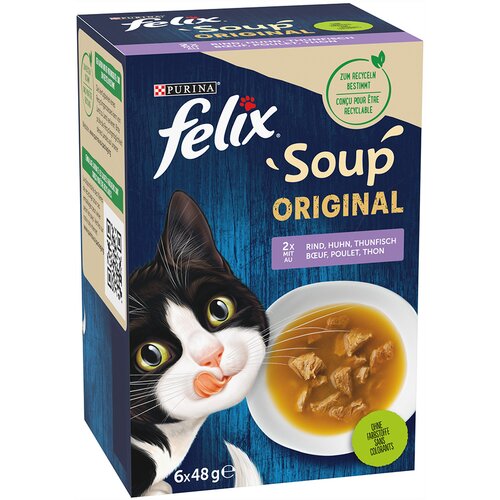 2 + 1 gratis! 3 x Felix grickalice za mačke - Soup: Mije&amp;scaron;ana raznolikost (18 x 48 g) Slike