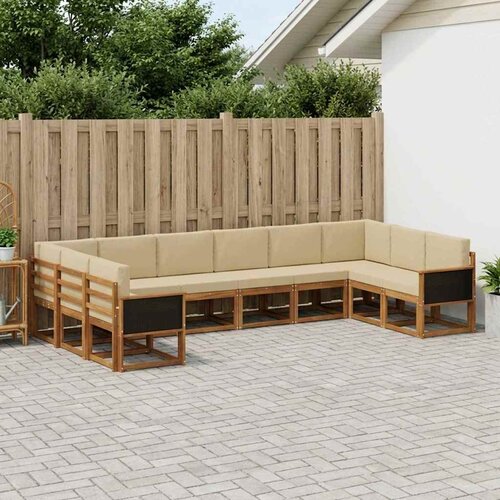  Set vanjskih sofa 10 kom. Prirodna i bež Čvrsto drvo akacije Smeđa 363 x 187,5 x 73 cm Cene