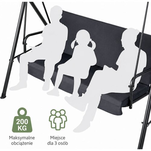  Vrtna ljuljačka za 3 osobe sa 2 jastuka/madraca Cushions - siva Slike