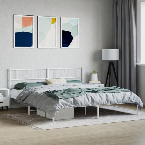 VidaXL Metalni okvir za krevet s uzglavljem bijeli 180x200 cm Slike