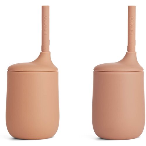 Liewood set 2 silikonskih stekleničk s slamico ellis tuscany rose/pale tuscany mix Cene