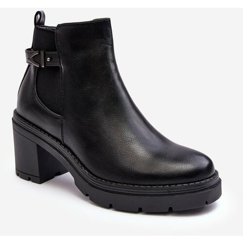 Kesi Women's leather ankle boots with massive high heels Black Belinda Slike