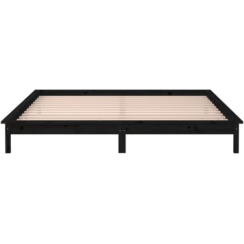  LED okvir kreveta crni 120x190 cm mali bračni od masivnog drva Slike