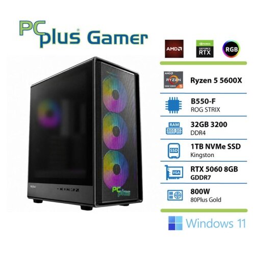 PCPLUS Gamer Ryzen 5 5600X 32GB 1TB RTX 5060 OC 8GB Windows 11 Home gaming namizni računalnik Cene