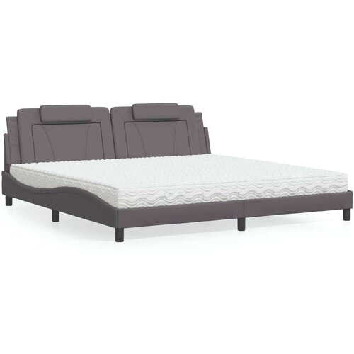  Krevet s madracem sivi 200 x 200 cm od umjetne kože Cene