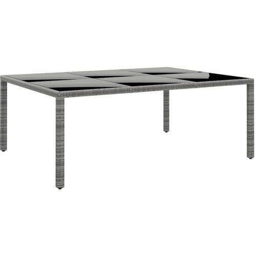 vidaXL vrtna miza 200x150x75 cm kaljeno steklo in poli ratan siva Cene