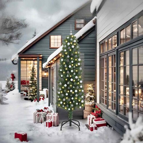 vidaXL Mršavo božićno drvce Zelena 61 x 61 x 240 cm Plastika i metal Cijene