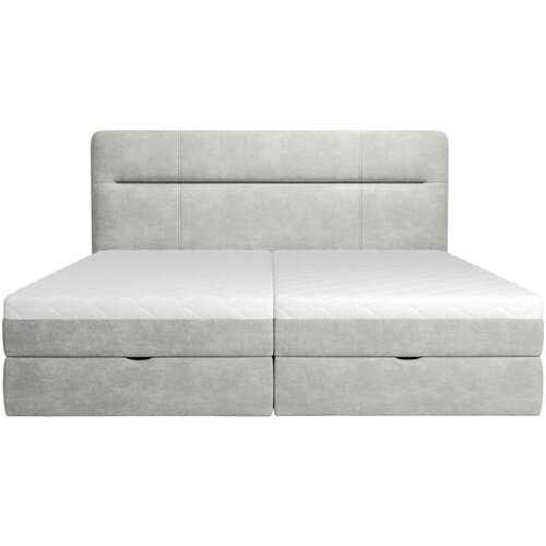 MID.YOU POSTELJA Z VZMETNICO 160 cm x 200 cm , les, tekstil, leseni material svetlo siva Slike