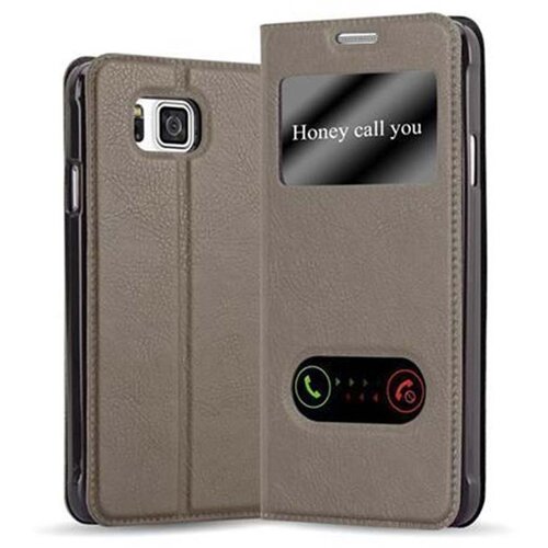 Cadorabo Samsung Galaxy ALPHA v kamnito rjava - Za&scaron;čitni ovitek z magnetnim zapiranjem, stoječo funkcijo in 2 okencema za gledanje, (20550804) Cene
