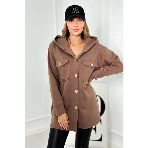 Kesi Cotton insulated sweatshirt with decorative mocca buttons