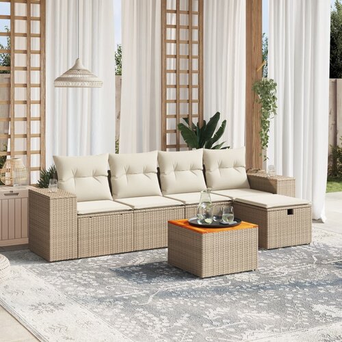 vidaXL 6-dijelni set vrtnih sofa s jastucima bež od poliratana Cijene