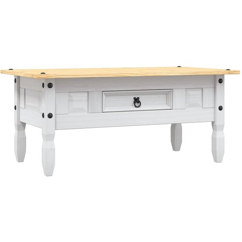 Maison Chic Klubska mizica - kavna mizica - Nizka mizica mehiška borovina Corona Range bela 100x55x44 cm, (21754426) Cene