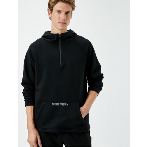 Koton Hooded Half-Zip Sports Sweatshirt Kangaroo With Pocket Cene