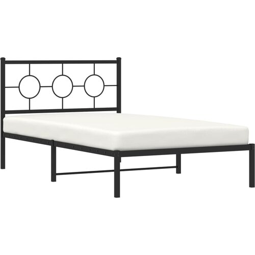  Metalni okvir za krevet s uzglavljem crni 107x203 cm Slike