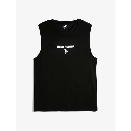 Koton Athletic Singlets with a Relaxed Cut Motto Printed Sleeveless Crew Neck.