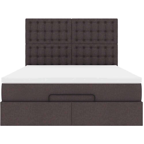  Otomanski krevet s madracem i LED tamnosmeđi 140x190 cm tkanine Slike