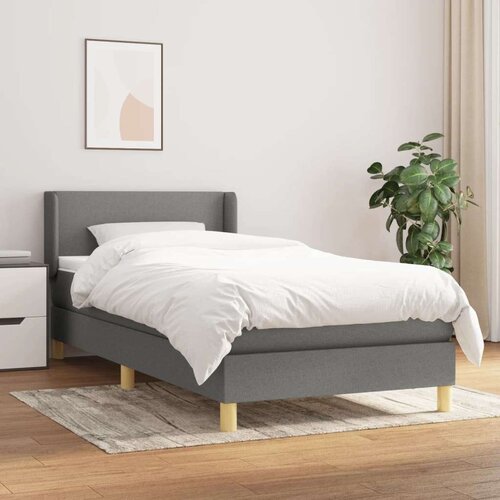  Box spring postelja z vzmetnico temno siva 100x200 cm blago, (20725845) Slike