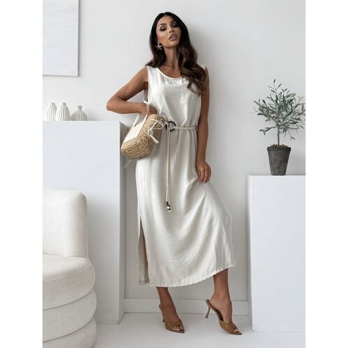 Beloved Lillete obleka s pasom cream Cene