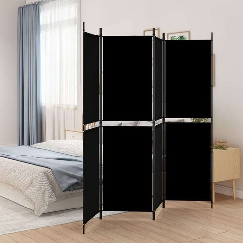  Paravan - Sobna pregrada s 4 panela crna 200 x 180 cm od tkanine - Crna 200 x 180 cm 1 4 Cijene