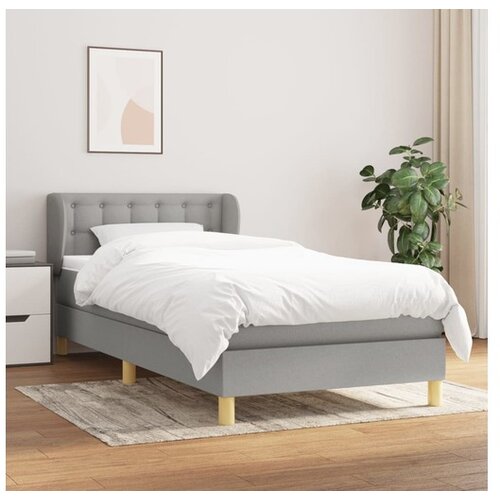  Box spring postelja z vzmetnico svetlo siv 100x200 cm blago Cene