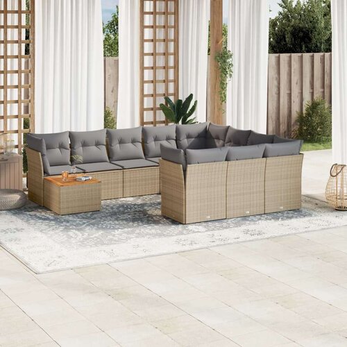  11-dijelni set vrtnih sofa od poliratana s jastucima bež Slike