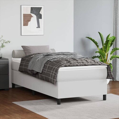 VidaXL Box spring posteljni okvir bel 90x200 cm umetno usnje Slike