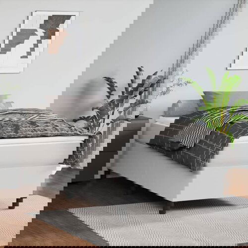 VidaXL Okvir za krevet s oprugama Bijela 90x200 cm od umjetne kože Slike