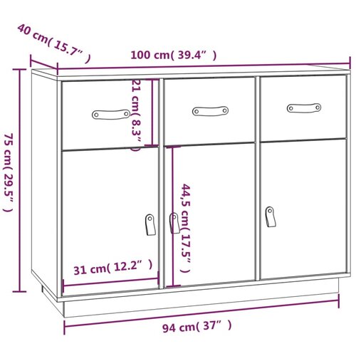  Komoda siva 100 x 40 x 75 cm od masivne borovine Slike
