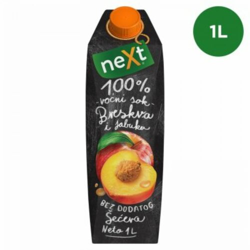 Next premium 100% voćni sok breskva i jabuka 1L tetra brik Slike