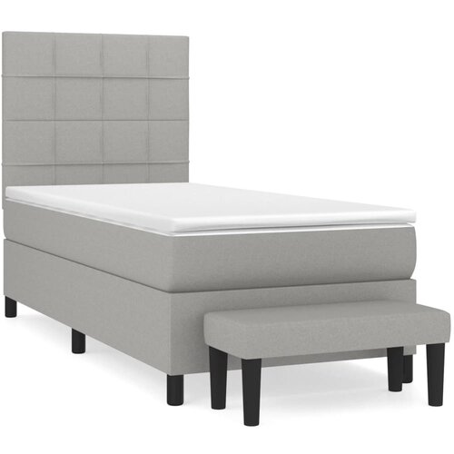 VidaXL Box spring postelja z vzmetnico svetlo siva 80x200 cm blago, (20791216) Slike