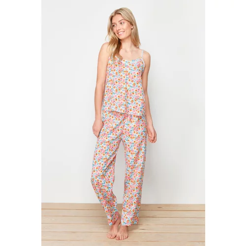 Trendyol Multicolored Floral String Strap Woven Pajama Set
