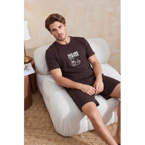 Trendyol muški set pidžama Tmnss26Pt00056, braon-braon Cene