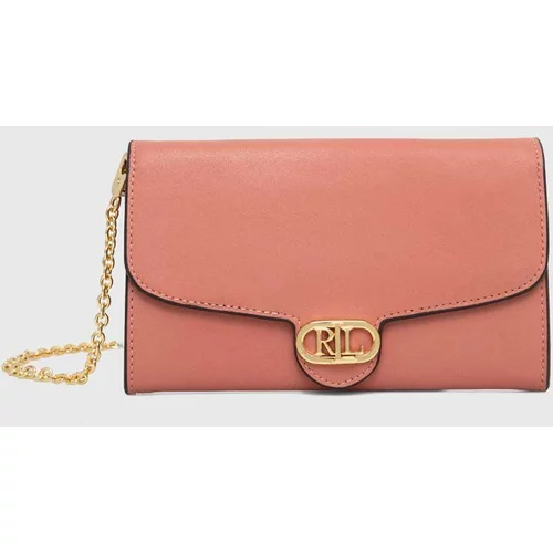 Polo Ralph Lauren Kožna pismo torbica boja: ružičasta