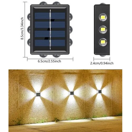  Solarna LED zidna lampa IP65 za ogradu i fasadu Sa 10 svetiljki (sve 4 strane) Slike