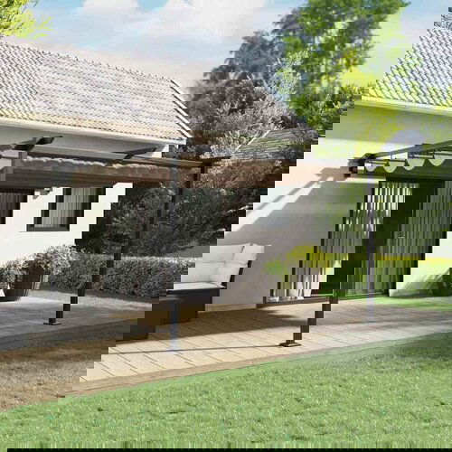 VidaXL zidna lestenica taupe 3 x 3 m jeklo Slike