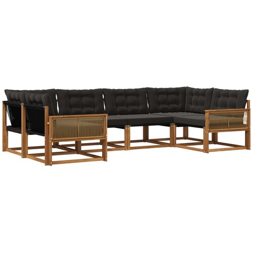 vidaXL Zunanja garnitura za sedenje z blazino 6 pcs Naravna in črna, (5000273534) Cene