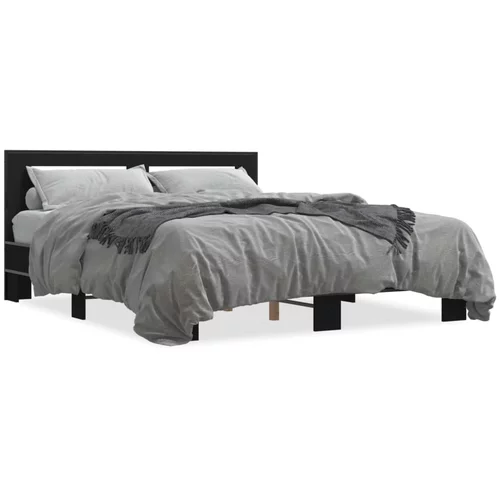  Okvir za krevet crni 160x200 cm konstruirano drvo i metal